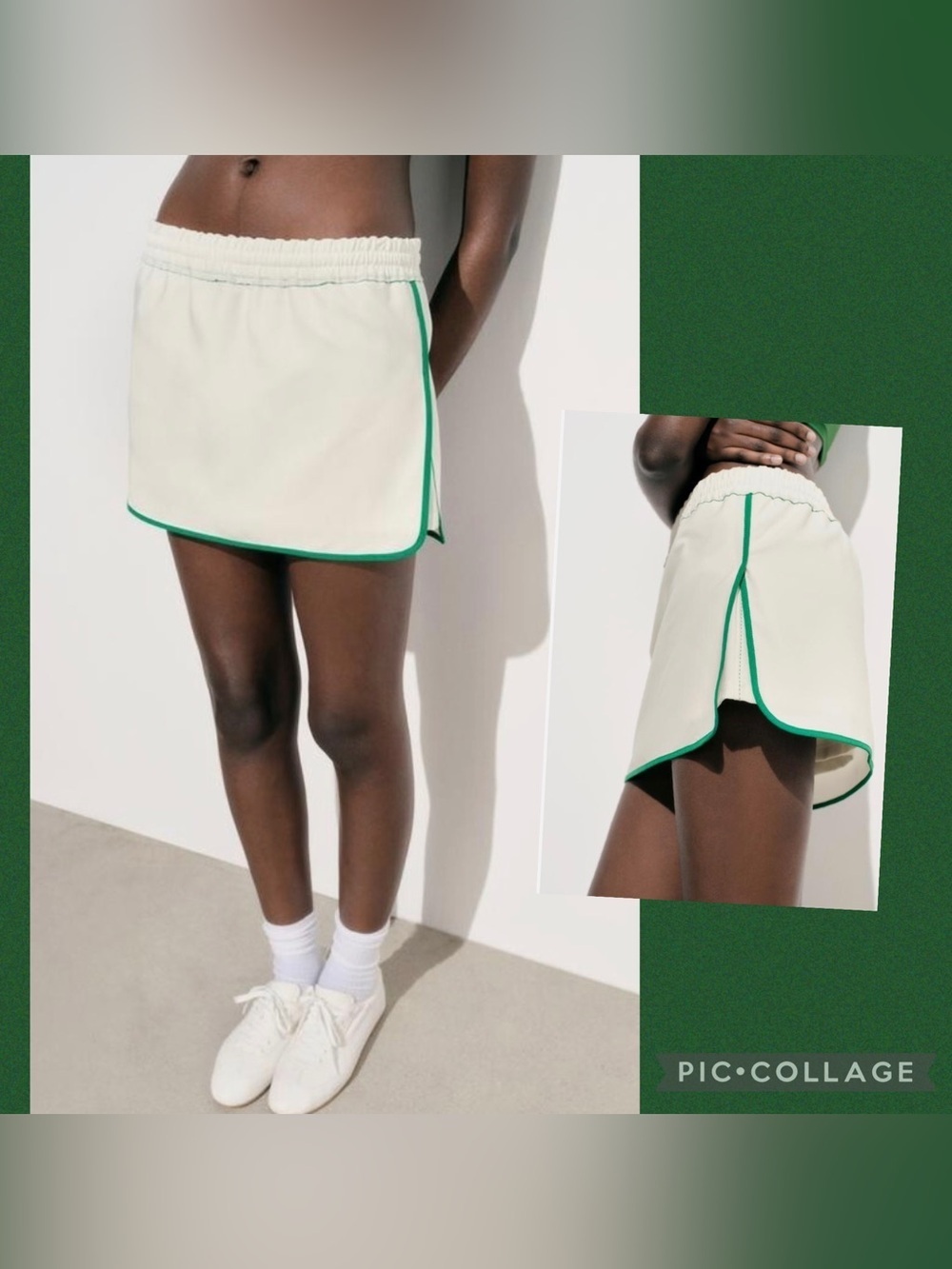 Zara Mini Skirt With Green Piping